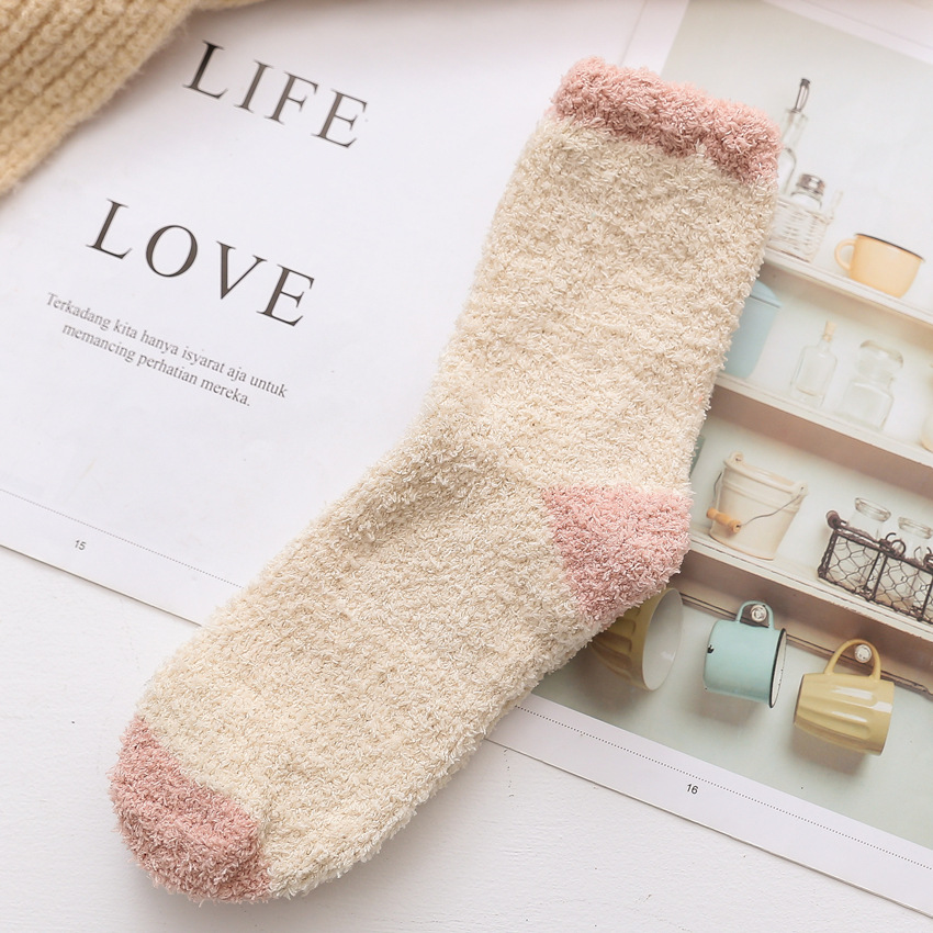 Coral Cashmere Socks Women With Disabilities Winter Home Towel Thicken Sleep Snow Floor Socks Crew Socks Cashmere Socks Wholesale Fluffy Fuzzy Socks